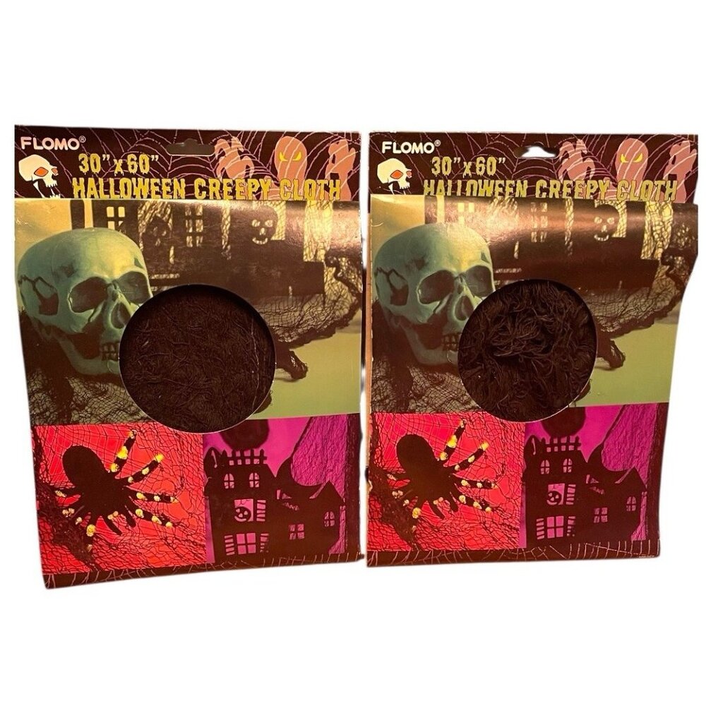 2 Packs~HALLOWEEN CREEPY DRAPE CLOTH  BLACK  30" X 60"